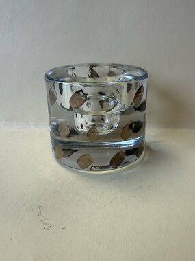 Rare Kosta Boda Anna Ehrner Signed Glimmer Dot Candle Holder